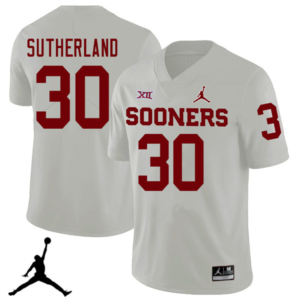 Jordan Brand Men #30 Calum Sutherland Oklahoma Sooners 2018 College Football Jerseys Sale-White - Click Image to Close